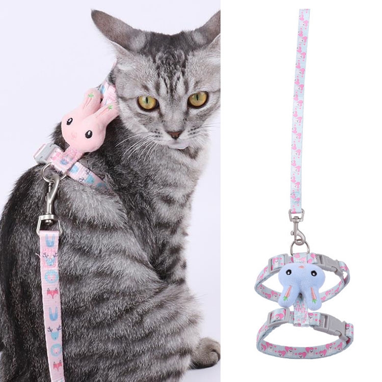 

Rabbit Head Type Anti-breakaway Adjustable Cat Leash, Size: Small Suitable for Within 3kg(Blue)