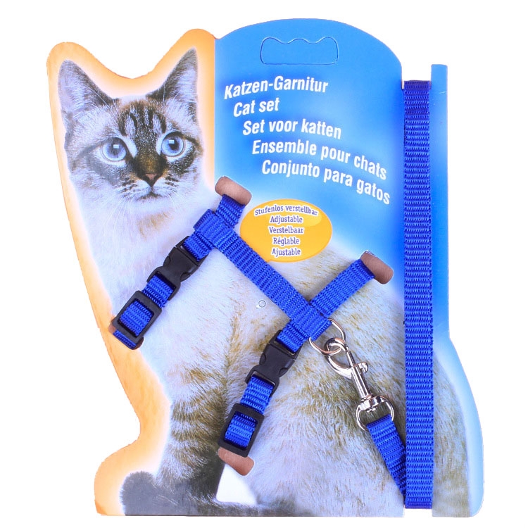 

5 PCS I-shaped Nylon Cat Leash Pet Chest Strap(Blue)