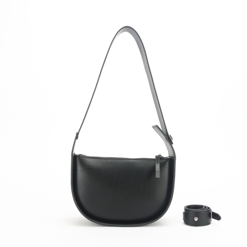 

Niche Semi-Circular Saddle Underarm Bag Vintage Simple Shoulder Diagonal Bag(Black)