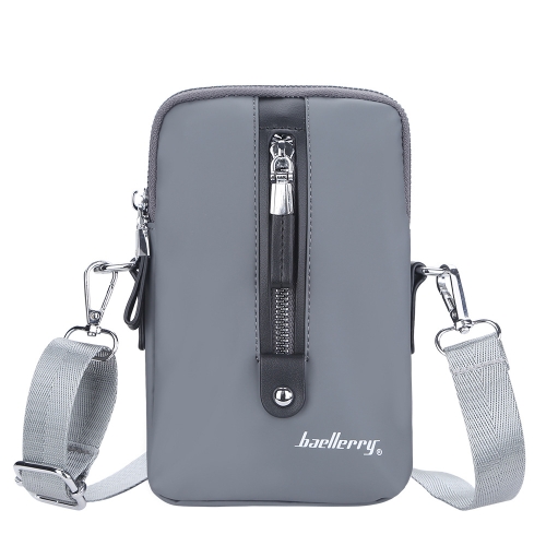 Baellerry Men Shoulder Bag Simple Casual Large Capacity Messenger Bag Business Zipper Wallet(Grey)