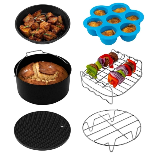 

6 PCS/Set 6 inch Air Fryer Baking Accessories Stainless Steel Set