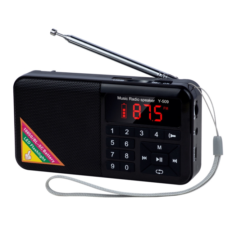 

Bluetooth Card Radio Digital FM Player, Specifications: Y-509FM (No Solar Panel)(Black)