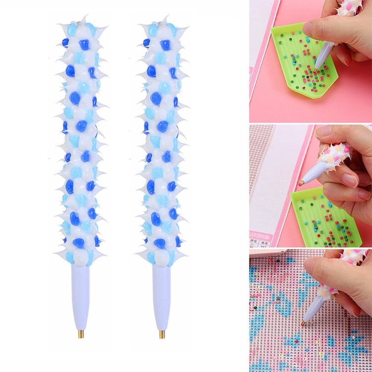 

2 PCS Mace Diamonds Painting Pens Embroidery Sewing Accessories(Blue)