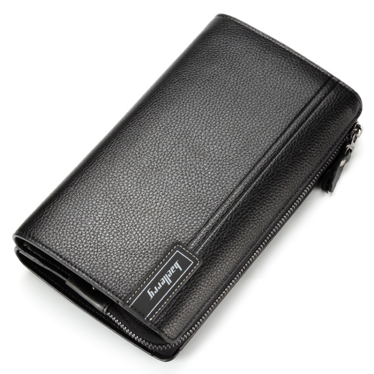 

Baellerry Men PU Leather Clutch Business Casual Lychee Pattern Zipper Wallet(Black )