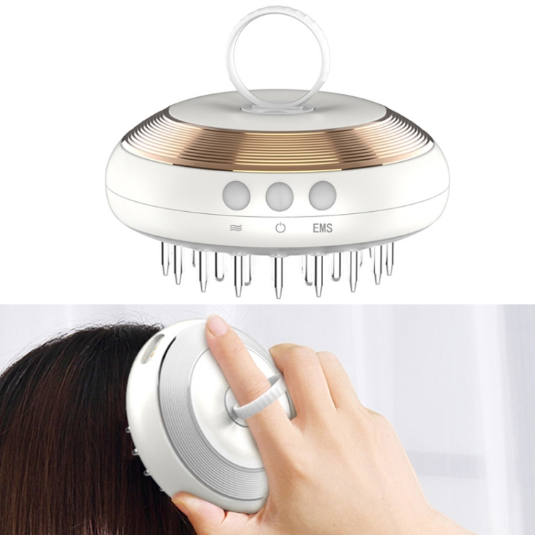 

Scalp Medicine Apparatus Hair Growth Fluid Introducer Head Massager(White Gold)