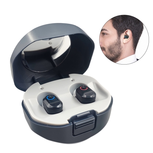 TWS ON-EAR-Tonverstärker Hörgerät mit Ladefach (schwarz)