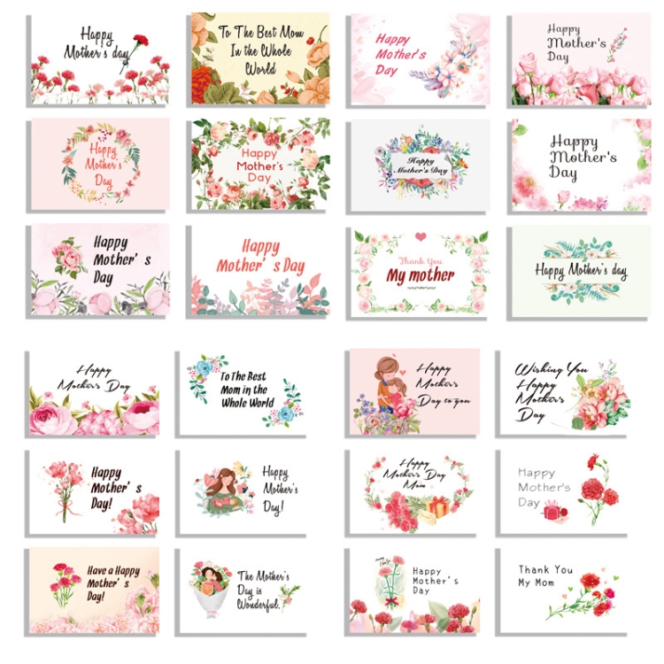 

24 PCS Flower Pattern Mothers Day Card with Envelope(10x15cm)