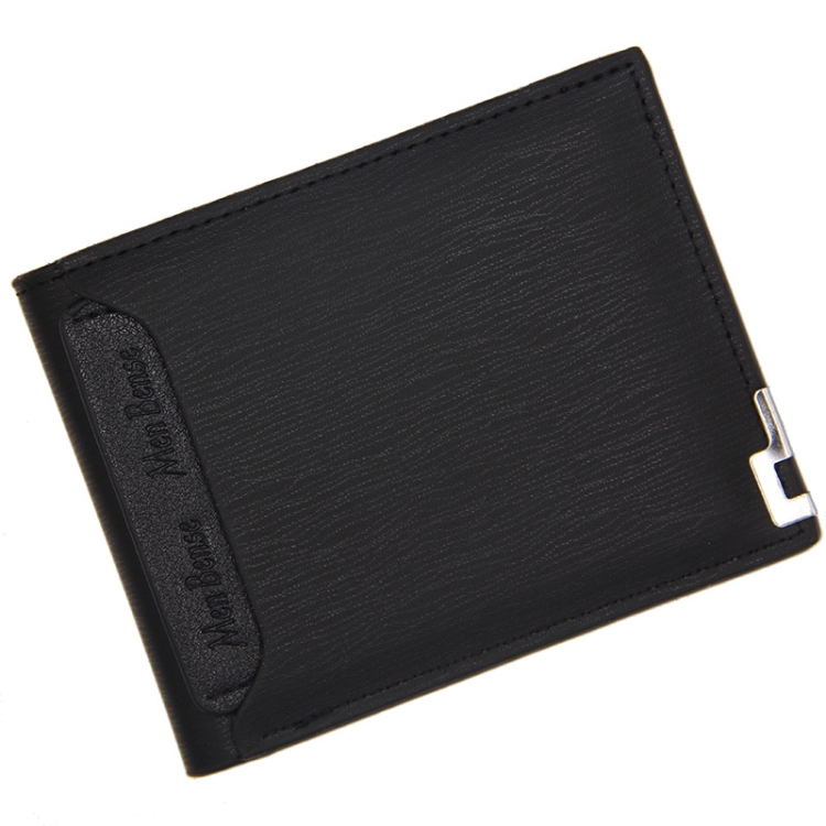 

MenBense Short Fashion Leisure Iron Side Pumping Card Clip Wallet(Black)