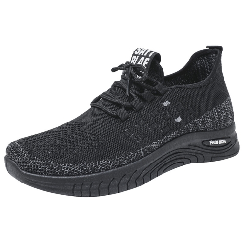 

D06 Men Spring Flying Knitting Shoes Lace Up Sports Casual Shoes, Size: 40(Black)