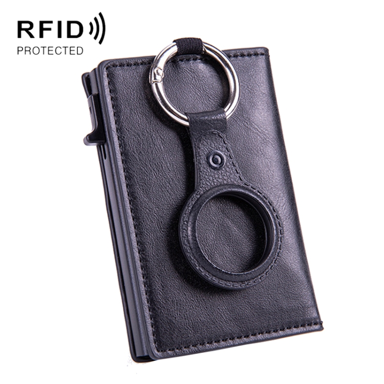 

RFID Keychain Tracker Cover Locator Card Holder Wallet for AirTag(Black)