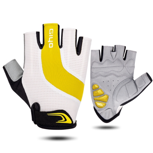 

GIYO S-14 Bicycle Half Finger Gloves GEL Shock Absorbing Palm Pad Gloves, Size: S(Yellow)