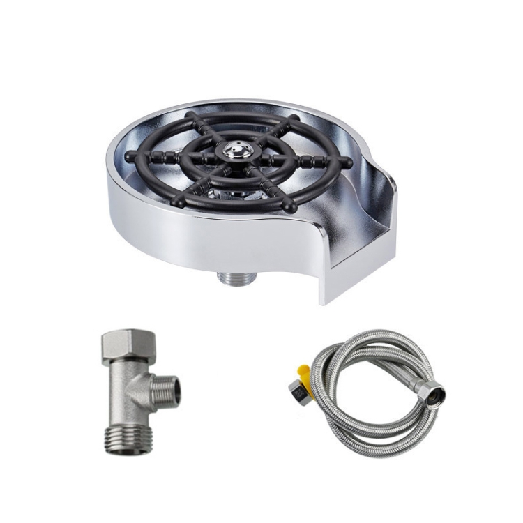 

Automatic Faucet High Pressure Spray Washer, Style: Silver+Soft Hose+G9/16 Three-way