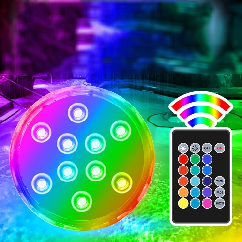 

10 Lamp Beads RGB Diving Light With Remote Control(15 Monochrome+3 Dynamic Modes)