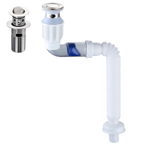 

Household Deodorant Washbasin Water Pipe, Style: B White Flap With Basket and Overflow