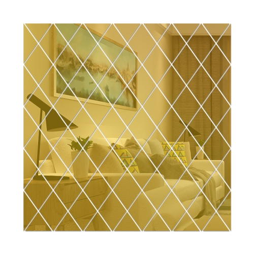 

Rhombus Stitching Background Acrylic Mirror Decorative Stickers, Specification: Golden Large