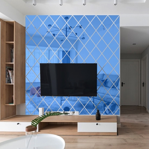 

Rhombus Stitching Background Acrylic Mirror Decorative Stickers, Specification: Blue Small