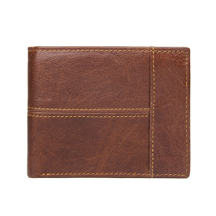

Men Retro Portable Wallet Short Cowhide Leather Wallet(Brown)