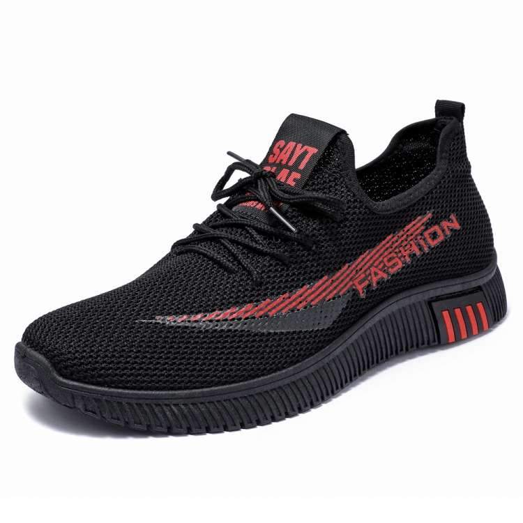 

Men Spring Walking Shoes Casual Sports Breathable Flying Knit Shoes, Size: 43(Black)