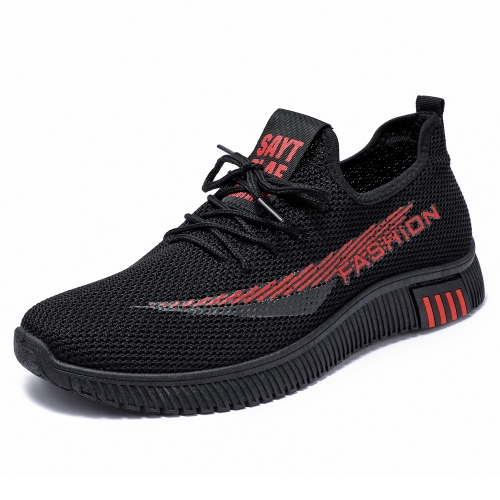 

Men Spring Walking Shoes Casual Sports Breathable Flying Knit Shoes, Size: 44(Black)