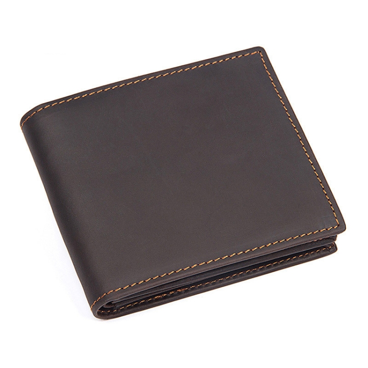 

Vintage Crazy Horse Leather Wallet Short Wallet For Men(Brown Black)