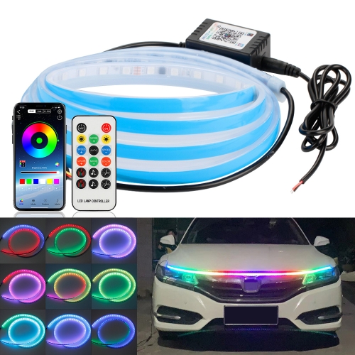 

Car LED Streamer Decorative Hood Atmosphere Lights, Style: Remote Control+APP Colorful Light(1.5m)