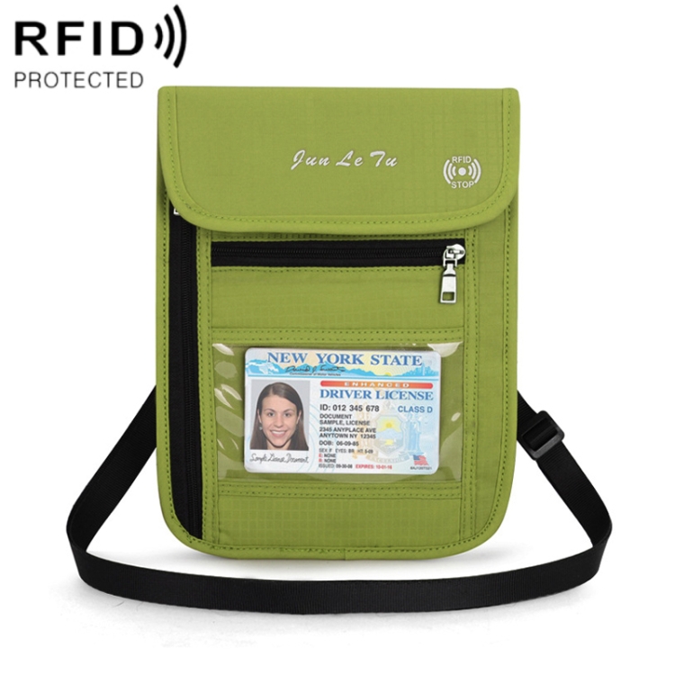 

JunLeTu Multifunctional Messenger RFID Anti-Theft Passport Storage Bag(Green)