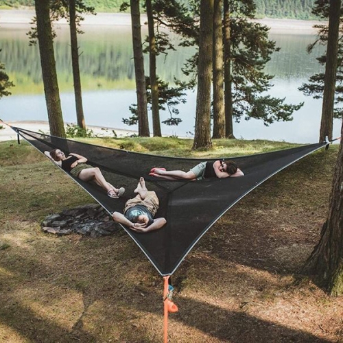 

Aerial Multiplayer Triangle Hammock Folding Mesh Hammock Tree Tent,Size: 400x400x400cm Black