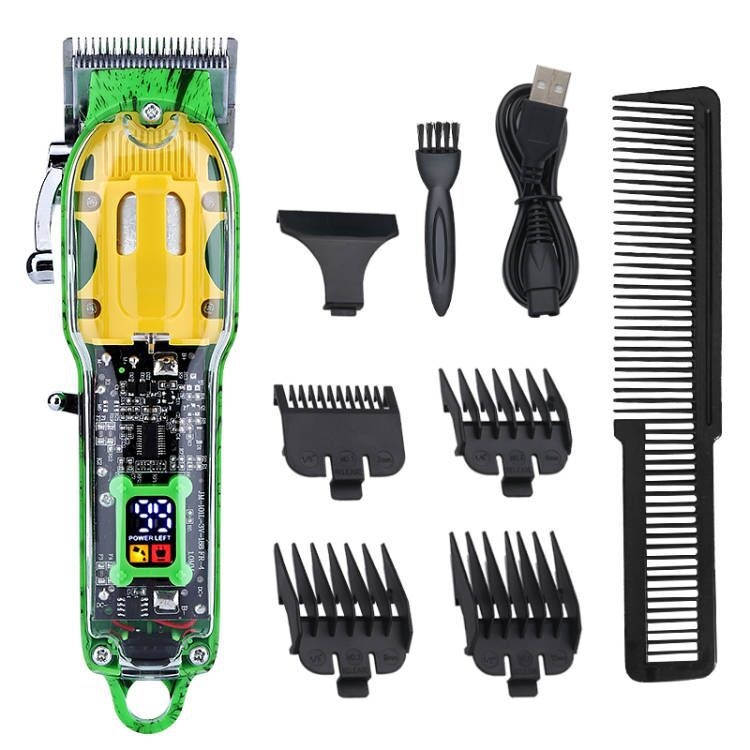 

LCD Digital Display Rechargeable Transparent Electric Clipper(Green)