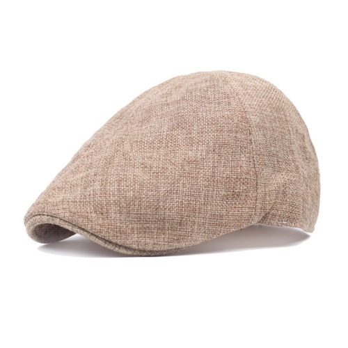 

Spring/Summer Burlap Cap Retro Men Forward Beret, Size: M (56-58cm)(Khaki)