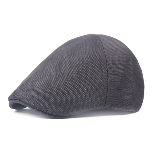 

Spring/Summer Burlap Cap Retro Men Forward Beret, Size: M (56-58cm)(Black)