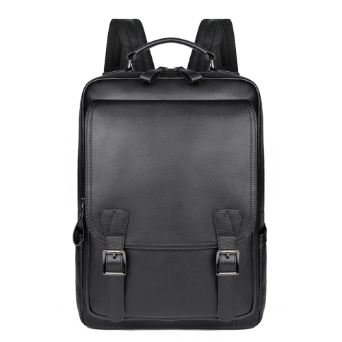 

Casual Business Cowhide Leather Backpack Laptop Bag For Men(Black)