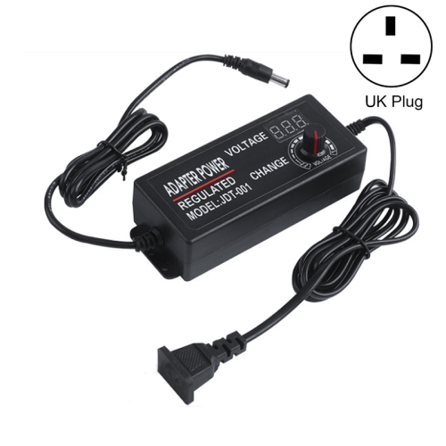 HuaZhenYuan 3-12V5A High Power Speed Regulation And Voltage Regulation Power Adapter With Monitor, Model: UK Plug