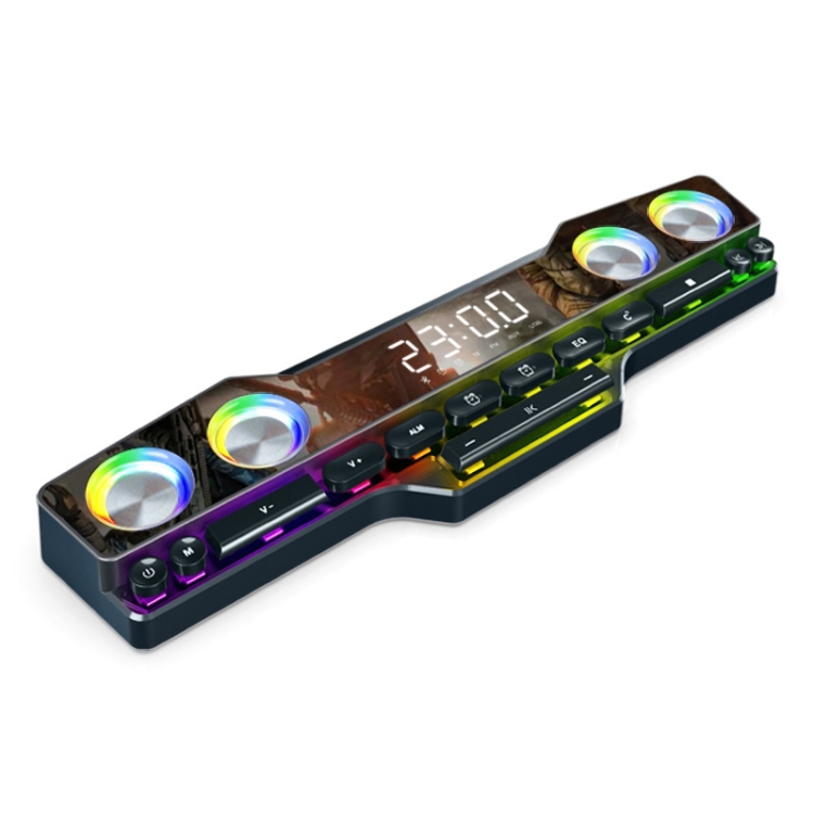 

V18 Keyboard Design Colorful LED Bluetooth Speaker with Alarm Clock Function(Cool Black)