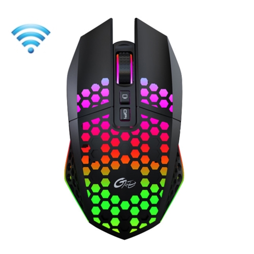 FMOUSE  X801 8 Keys 1600DPI Hollow Luminous Gaming  Office Mouse,Style: Black Wireless Rechargeable