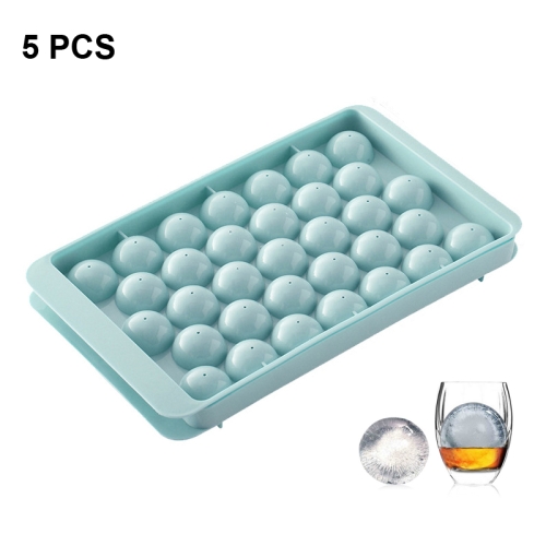 

5 PCS 33 Grid Round Ice Hockey Mold With Lid Ice Box Small Marble Ice Tray, Color: Large Blue