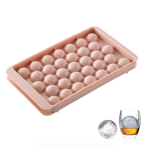 

5 PCS 33 Grid Round Ice Hockey Mold With Lid Ice Box Small Marble Ice Tray, Color: Large Pink