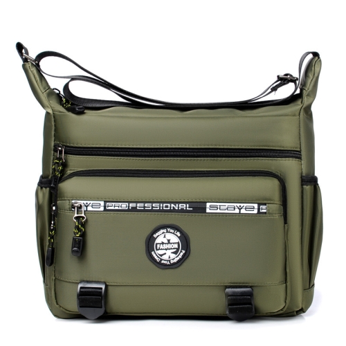 

Multi-Pocket Men Oxford Cloth Shoulder Bag Large Capacity Casual Messenger Bag(Round Card Green)