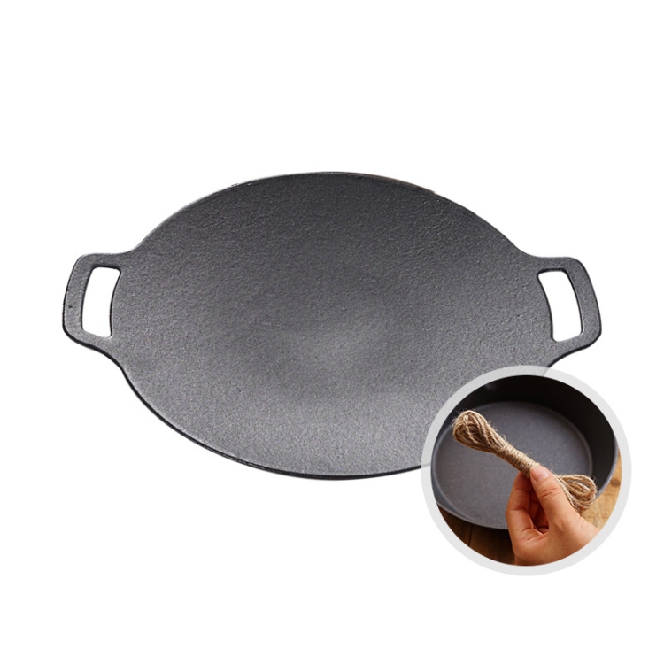

Outdoor Camping BBQ Cast Iron Grill Pan,Style: Baking Pan+Hemp Rope
