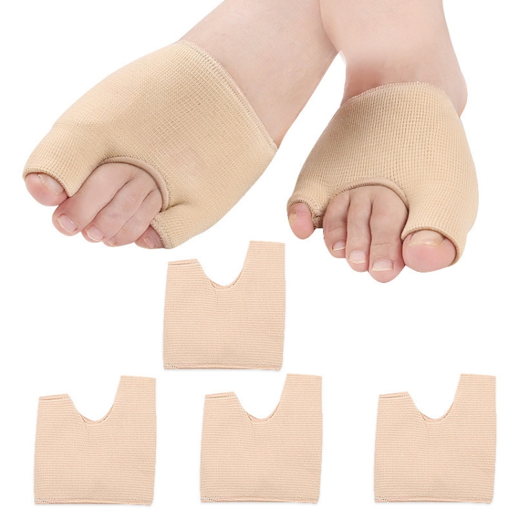 

2 Pairs Threaded U-Shaped Forefoot Pad Hallux Valgus Corrector Socks, Size: L(Skin Color)