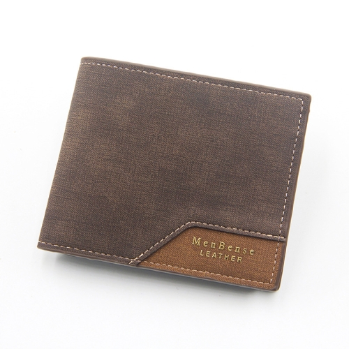 Menbense Hot Stamping Hinge Short Matte Multi-Card Large Capacity Male Wallet(D3301-5 Dark Brown)