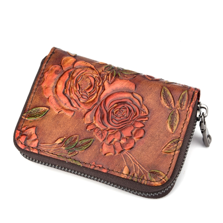 

Zip Multi-card Hand-painted Organ Leather Card Holder(Red)