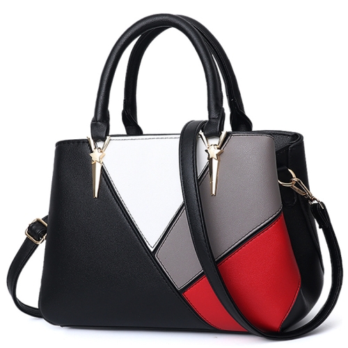

A51 PU Colorblock Ladies Handbag(Black)