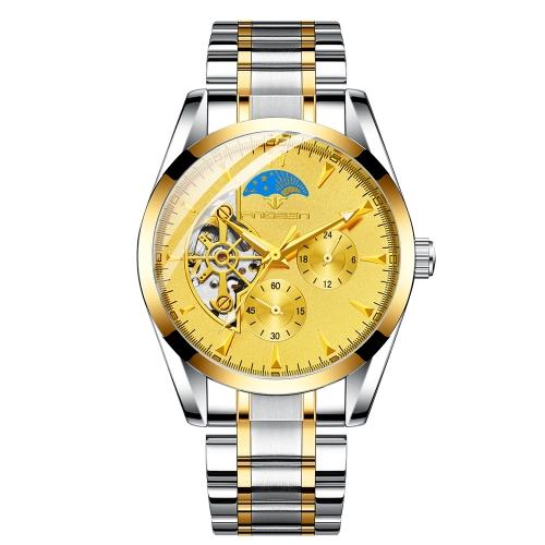 

FNGEEN 8832-1 Six-hand Skeleton Automatic Mechanical Watch(Gold Belt Yellow Surface)