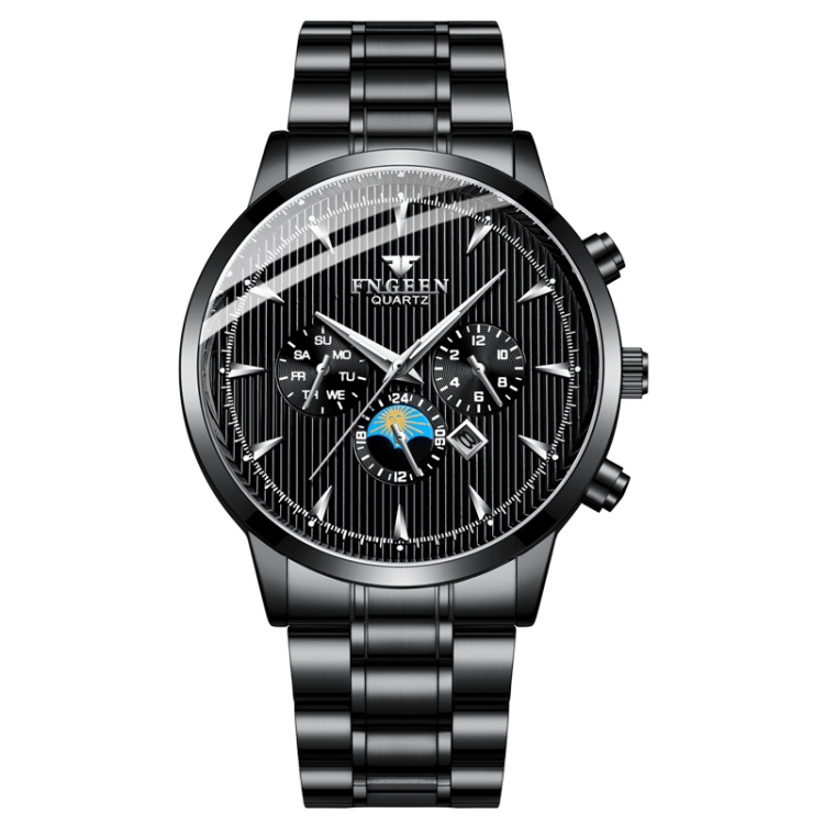 

FNGEEN 5781 Multifunction Sports Waterproof Quartz Watch(Black Steel Black Surface)