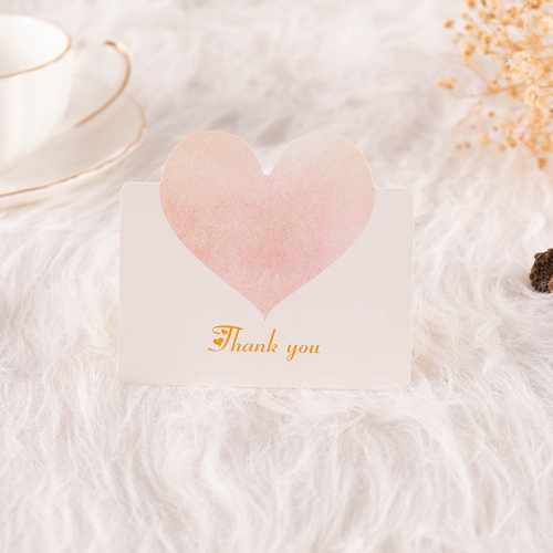 

100 PCS A368 Heart Shape Thanks Greeting Card(Light Orange)