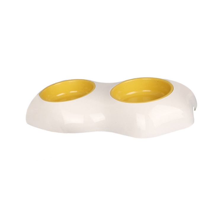 

2 PCS Pet Egg Yolk Bowl Anti-Knocking Dog Cat Bowl, Style: Double Bowl