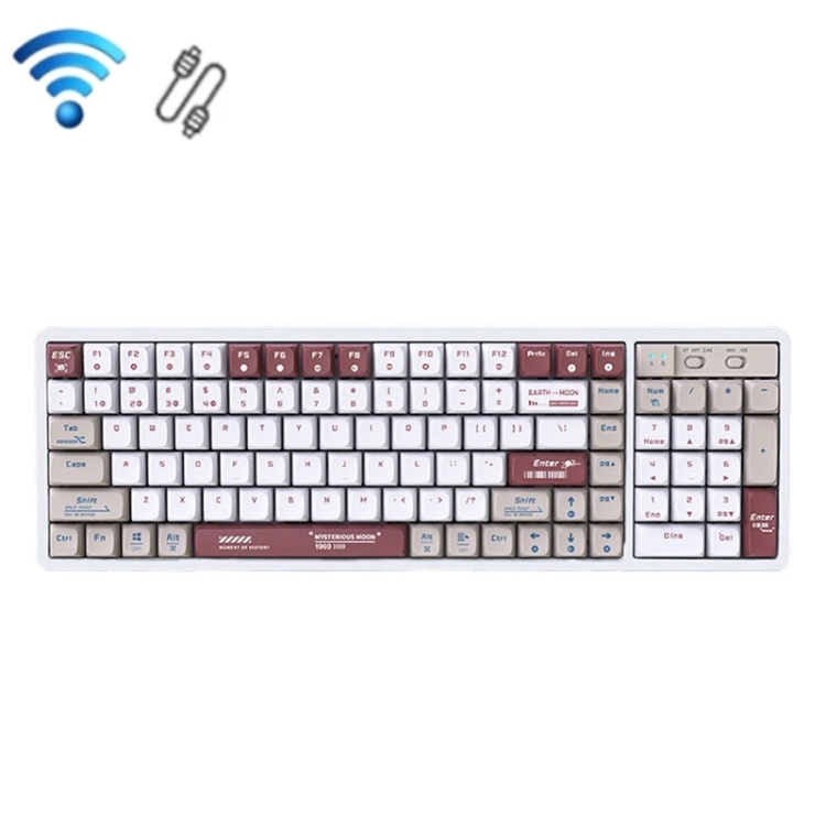 

LANGTU LT-L8 102 Keys Three-Mode Mechanical Office Game Wireless Keyboard(Gray White)