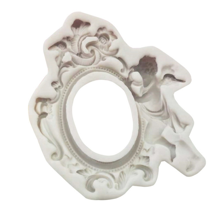 

2 PCS Vintage Photo Frame Angel Decorative Lace Silicone Cake Mold(Grey)