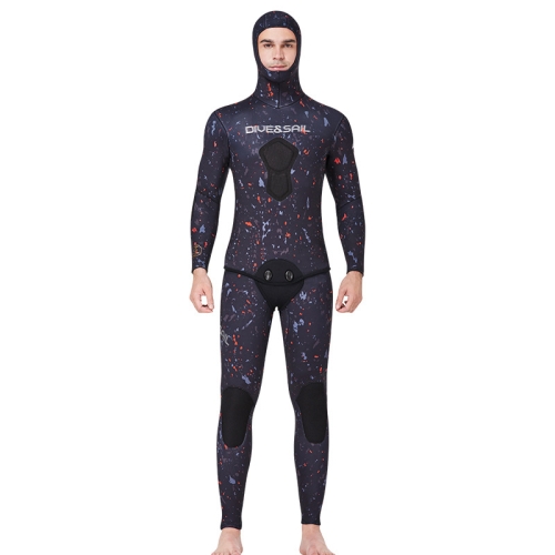 

DIVE&SAIL 5mm Split Thick And Keep Warm Long Sleeves Hooded Diving Suit, Size: XXL(Orange)