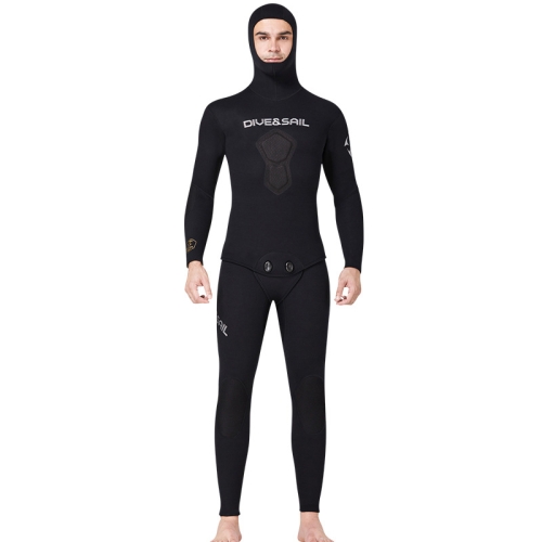 

DIVE&SAIL 1.5mm Split Thick And Keep Warm Long Sleeves Hooded Diving Suit, Size: M(Black)